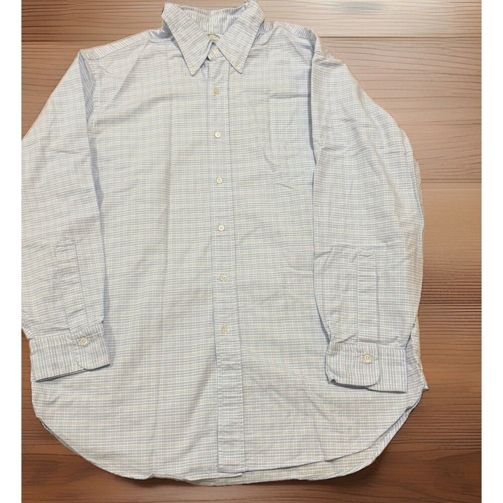 Brooks Brother Blue Plaid Longleeve Button Down 17/33 Regent 100% Supima Cotton